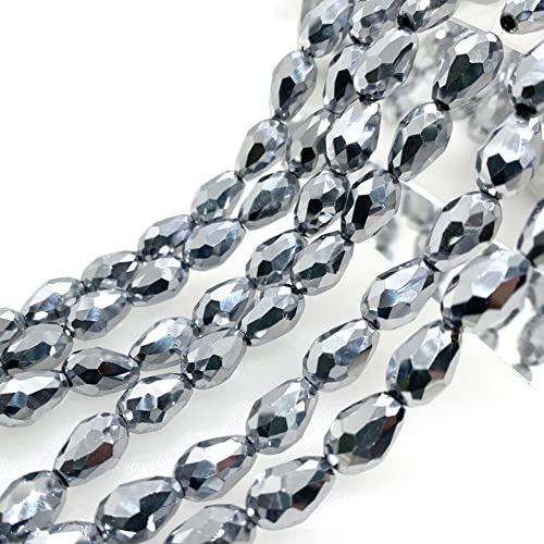 Blausky 8mm x 58 Stück Kristall Glasperlen,Wassertropfen-Perlen Kristallperlen,Facettierte Glasperlen mit Loch,Glas Lose Perlen Tropfenform für DIY Schmuck Armbänder Basteln,Grau von Blausky