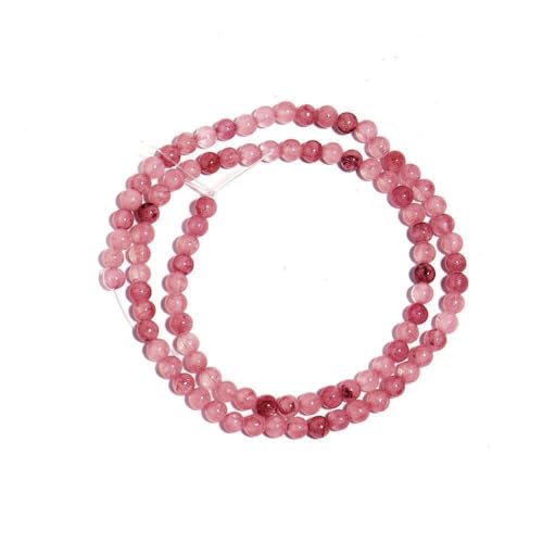 Blausky 90 Stück Runde Naturstein Perlen,Lose Stein Perlen Rosa Edelsteinperlen mit Loch Spacer Perlen Natürliche Steinperlen für DIY Schmuck Armbänder Ohrringe Halskette Anhänger,4mm von Blausky