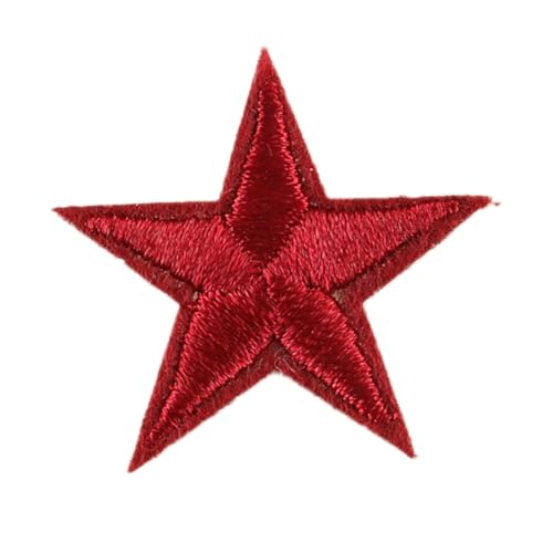 Blausky 99 Stück Aufnäher zum Aufnähen oder Aufbügeln,3x3cm Stern Bügelbilder Stickerei Patches Applikation Bügelflicken DIY-Zubehör für Kleidung Kleid Jacken Hut Jeans Rucksäcke,Weinrot von Blausky