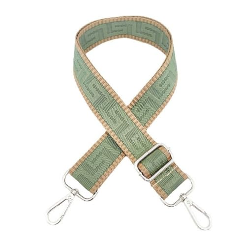 Blausky Breite 3.8 cm Taschengurt Bunter Schultergurt Verstellbarer Schultergurt Labyrinth Umhängegurt Längenverstellbarer 75-130cm für Taschen und Tragetaschen,DIY Taschenband,Beigegrün+Silber von Blausky