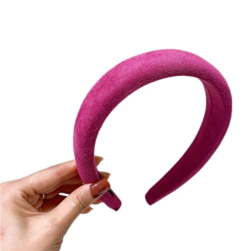 Blausky Damen Samt Haarreif,Elastische Haarband Vintage Gepolsterte Haarreifen Breit Stirnbänder Elegant Samtstoff-Stirnband rutschfest Kopfband Haarbänder Haarschmuck für Frauen,Rosenrot von Blausky