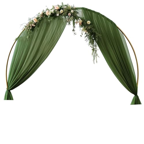 Blausky Hochzeit Vorhang Querbehang Freihanddeko,Kulissenvorhänge Chiffon Stoff Hochzeitsbogen Tüllstoff Bettvorhänge Gardinen Dekoration für Hochzeit Wohnzimmer Zeremonie,Olivgrün,75x550cm von Blausky