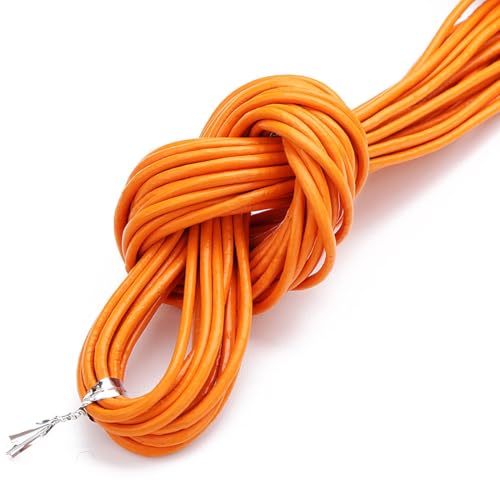 Blausky Lederband aus echt Leder,Rund Lederschnur Rindsleder Lederrieme Reißfeste LederschnurBasteln Lederbänder Natur Echtlederband für Armband Schlüsselband Schmuck,Orange,3mm x 10yards Blausky Lederband aus echt Leder,Rund Lederschnur Rindsleder Lederrieme Reißfeste LederschnurBasteln Lederbänder Natur Echtlederband für Armband Schlüsselband Schmuck,Orange,3mm x 10yards von Blausky