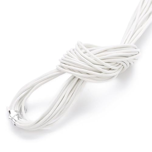 Blausky Lederband aus echt Leder,Rund Lederschnur Rindsleder Lederrieme Reißfeste LederschnurBasteln Lederbänder Natur Echtlederband für Armband Schlüsselband Schmuck,Weiß,1mm x 10yards von Blausky