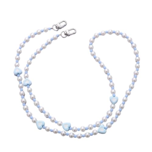 Blausky Universal Handykette,Bunte Herzförmige Perlen Handyband 60cm Handy-Kordel Umhängeband Schlüsselband Handyanhänger Handy Zubehör zum Umhängen mit jeder Hülle kombinierbar,Blau von Blausky