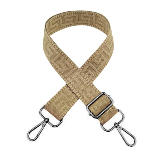 Breite 3.8 cm Taschengurt Bunter Schultergurt Verstellbarer Schultergurt Labyrinth Umhängegurt Längenverstellbarer 75-130cm für Taschen und Tragetaschen,DIY Taschenband,Ganz Khaki+Pistolenfarbe von Blausky