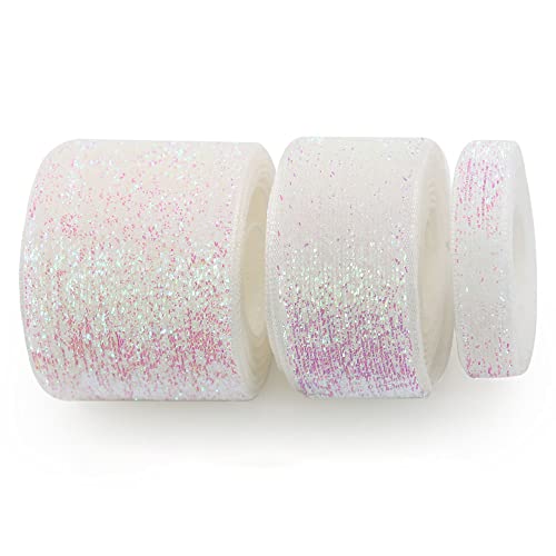 Schleifenband,Glitzer Gurtband,Schimmer Seidenband,Glitterband,Deko Band,Stoffband,Bänder zum Basteln,Glitzerband für Hochzeit Geburtstag Weihnachten Geschenkverpackung,Bunt Weiß,10mm x 10 Yards Schleifenband,Glitzer Gurtband,Schimmer Seidenband,Glitterband,Deko Band,Stoffband,Bänder zum Basteln,Glitzerband für Hochzeit Geburtstag Weihnachten Geschenkverpackung,Bunt Weiß,10mm x 10 Yards von Blausky