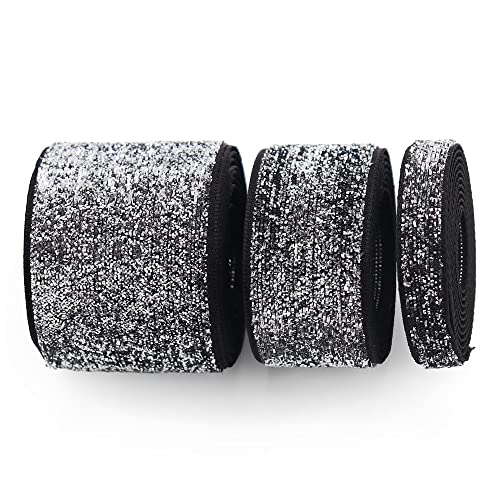 Schleifenband,Glitzer Gurtband,Schimmer Seidenband,Glitterband,Deko Band,Stoffband,Bänder zum Basteln,Glitzerband für Hochzeit Geburtstag Weihnachten Geschenkverpackung,Silber Schwarz,25mm x 10 Yards Schleifenband,Glitzer Gurtband,Schimmer Seidenband,Glitterband,Deko Band,Stoffband,Bänder zum Basteln,Glitzerband für Hochzeit Geburtstag Weihnachten Geschenkverpackung,Silber Schwarz,25mm x 10 Yards von Blausky