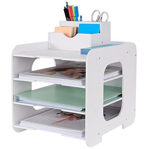 BlayaAdd Briefablage, Papier-Organizer, Schreibtisch-Ordner, Dokumentenhalter, A4, Papierablageschalen für Zuhause, Büro, Schule (4 Ebenen) von BlayaAdd