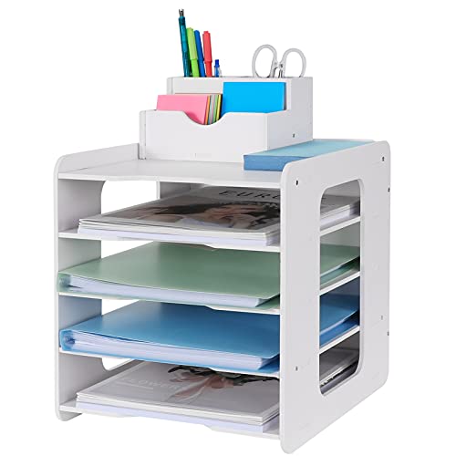 BlayaAdd Briefablage, Papier-Organizer, Schreibtisch-Organizer, Dokumentenhalter, A4-Papierablagen für Zuhause, Büro, Schule (5 Ebenen) von BlayaAdd