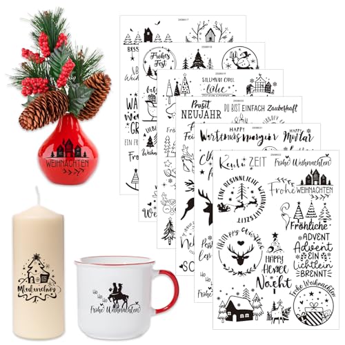 Bldrwer Kerzentattoos Weihnachten, Rub on Sticker Weihnachten, Kerzen Aufkleber, 6 Stücke, 21 * 15cm Wasseraufkleber, für Kerzen, Glas, Kunsthandwerk, Keramik und Möbeln DIY Verwendet Bldrwer Kerzentattoos Weihnachten, Rub on Sticker Weihnachten, Kerzen Aufkleber, 6 Stücke, 21 * 15cm Wasseraufkleber, für Kerzen, Glas, Kunsthandwerk, Keramik und Möbeln DIY Verwendet von Bldrwer