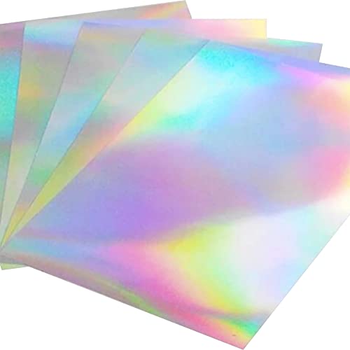 10 Blatt holografisch bedruckbares Aufkleberpapier, 21,6 x 27,9 cm, wasserdichtes Aufkleberpapier, Regenbogen-Vinyl-Aufkleberpapier für Tintenstrahl-/Laserdrucker von Bleidruck