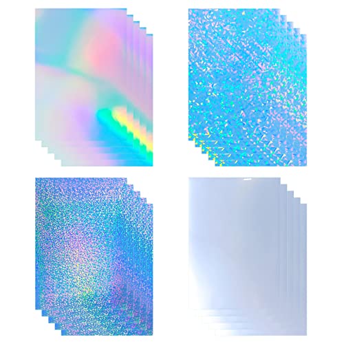 20 Blatt Druckbare Holographische Aufkleber Papier Vinyl Aufkleber Papier 4 Styles Mixed Rainbow Selbstklebende Papier für Tintenstrahl-/Laserdrucker von Bleidruck