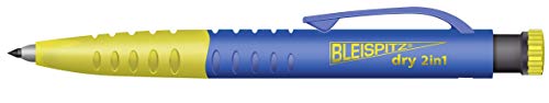 Bleispitz Tiefloch-Marker 2in1 Set (2-in-1 Druckbleistift, Tiefloch- für Bohr- und Montagearbeiten, Graphit-Universalmine, 120 x 2,8 mm, gelb-blau, nachfüllbar, Spezialmarker) 1492 von Bleispitz