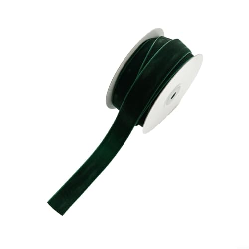 BlesConi 10 m Samtstoff-Weihnachtsband, einseitig beflockt, für Geschenkverpackungen und Bastelarbeiten (2,5 cm tiefgrün) von BlesConi