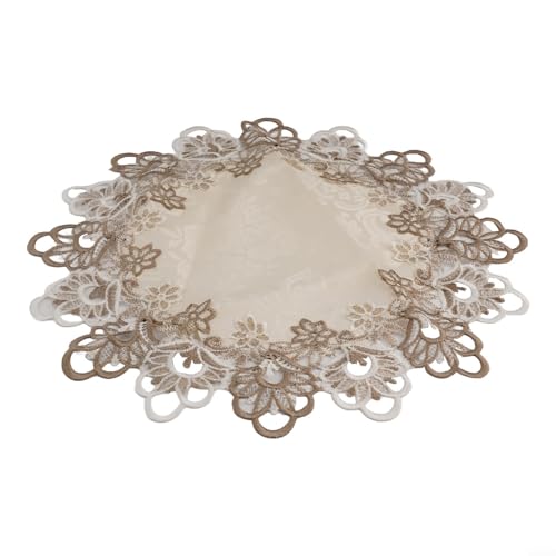 BlesConi Runde Tischdecke mit Spitze, Blumenmuster, elegante Spitze, Blumendekor für Esszimmer, Kaffee, Bücher, Aufbewahrungstische (M) von BlesConi