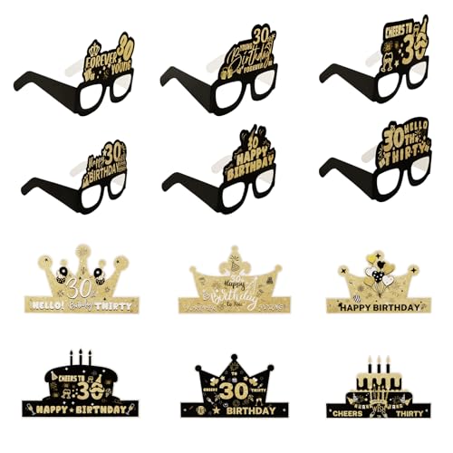 12 Stück 30. Geburtstag Dekorationen Erwachsene Papier Geburtstag Brille Hüte für Männer Frauen 30. Party Photo Booth Requisiten für Geburtstage Party Dekorationen Lustige Foto Requisiten (Schwarz) 12 Stück 30. Geburtstag Dekorationen Erwachsene Papier Geburtstag Brille Hüte für Männer Frauen 30. Party Photo Booth Requisiten für Geburtstage Party Dekorationen Lustige Foto Requisiten (Schwarz) von Bliceon