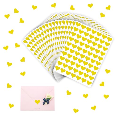 Bliceon 1080 Stück Glitzer Herz Aufkleber, Selbstklebend Herzen Sticker, für Valentinstag Ostern Hochzeit Gästebuch Geschenkbeutel DIY Handwerk Scrapbooking Umschlagsiegel Dekoration (Gold) von Bliceon