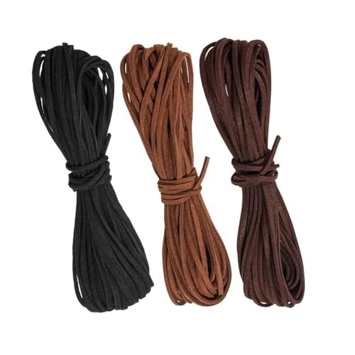 Bliceon 10M x 3mm Lederschnur Lederband in 3 Farben - Faux Wildleder Schnur für DIY Armband, Halskette, Schmuck - Klassische Lederschnüre für Basteln und Handwerk Bliceon 10M x 3mm Lederschnur Lederband in 3 Farben - Faux Wildleder Schnur für DIY Armband, Halskette, Schmuck - Klassische Lederschnüre für Basteln und Handwerk von Bliceon