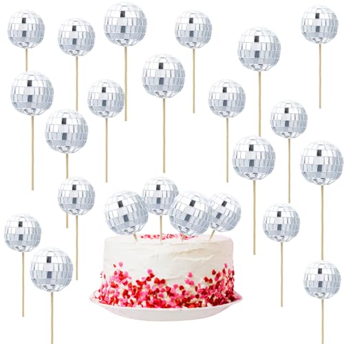 Bliceon 30-teiliges Mini-Discokugel-Kuchenaufsatz-Set – silberfarbene Disco-Mottoparty-Dekorationen, Bambusstäbe für Kuchen, Desserts und Partyzubehör – lustige Party-Dekoration für Geburtstage und Bliceon 30-teiliges Mini-Discokugel-Kuchenaufsatz-Set – silberfarbene Disco-Mottoparty-Dekorationen, Bambusstäbe für Kuchen, Desserts und Partyzubehör – lustige Party-Dekoration für Geburtstage und von Bliceon