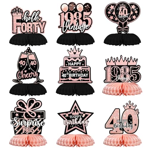 Bliceon 40. Geburtstag Dekorationen für Frauen, Rose Gold Waben-Mittelstücke, 9-teiliges Vintage 1985 Partyzubehör für Happy 40th Birthday Celebrations Bliceon 40. Geburtstag Dekorationen für Frauen, Rose Gold Waben-Mittelstücke, 9-teiliges Vintage 1985 Partyzubehör für Happy 40th Birthday Celebrations von Bliceon
