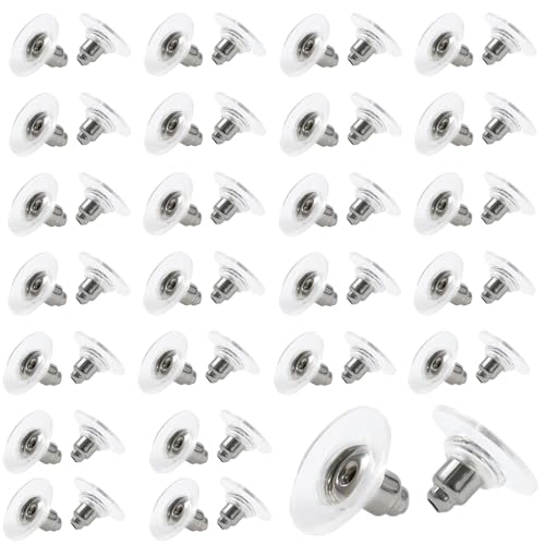 Bliceon 50 Stück Ohrring-Verschlüsse, Sicherheitskugel-Clutch, Kunststoff, weich, transparent, für Hakenohrringe, Creolen, Ohrstecker Bliceon 50 Stück Ohrring-Verschlüsse, Sicherheitskugel-Clutch, Kunststoff, weich, transparent, für Hakenohrringe, Creolen, Ohrstecker von Bliceon
