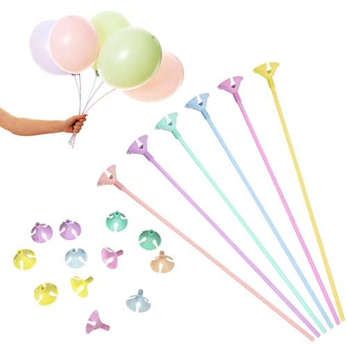 Bliceon 60-teiliges Macaron-Ballonstäbchen-Set, wiederverwendbare Ballonhalter mit Bechern für Party-Dekorationen, Babypartys, Geburtstage, Abschlussfeiern von Bliceon