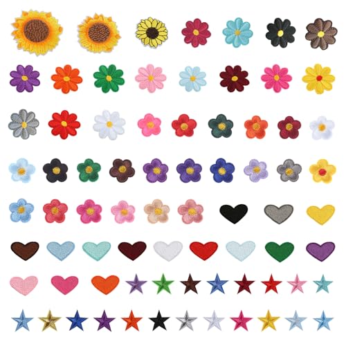 Bliceon 75 Stück Patches zum Aufnähen, Flicken zum Aufbügeln Stern Herzen, Blume Aufnäher Kinder, Bügelflicken Kinder, für Textilien, Kleidung, Jeans, Dekoration Bliceon 75 Stück Patches zum Aufnähen, Flicken zum Aufbügeln Stern Herzen, Blume Aufnäher Kinder, Bügelflicken Kinder, für Textilien, Kleidung, Jeans, Dekoration von Bliceon