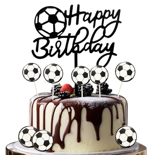 Bliceon Fußball-Kuchenaufsatz – Happy Birthday Dekorationen für Jungen und Männer, schwarz-weiße Fußball-Party-Dekoration, perfekt für Kuchenaufsätze, Vatertagsfeiern und Geburtstage mit Sportmotiven Bliceon Fußball-Kuchenaufsatz – Happy Birthday Dekorationen für Jungen und Männer, schwarz-weiße Fußball-Party-Dekoration, perfekt für Kuchenaufsätze, Vatertagsfeiern und Geburtstage mit Sportmotiven von Bliceon