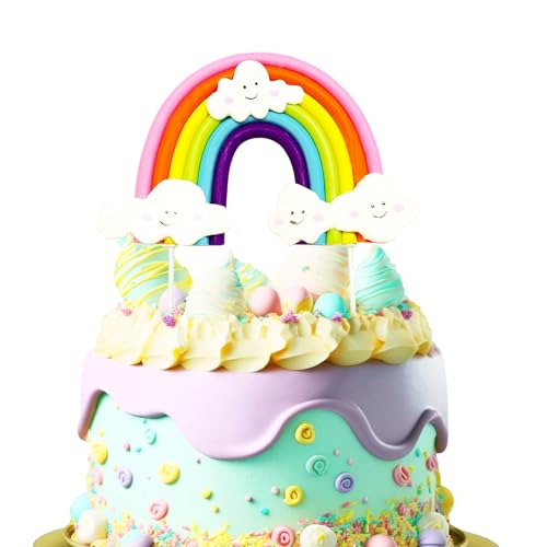 Bliceon Regenbogen-Kuchenaufsatz – weiche Keramik-Regenbogen-Themen-Dekorationen für Geburtstagsfeiern, Hochzeiten und besondere Anlässe – buntes Kuchendekorationszubehör Bliceon Regenbogen-Kuchenaufsatz – weiche Keramik-Regenbogen-Themen-Dekorationen für Geburtstagsfeiern, Hochzeiten und besondere Anlässe – buntes Kuchendekorationszubehör von Bliceon
