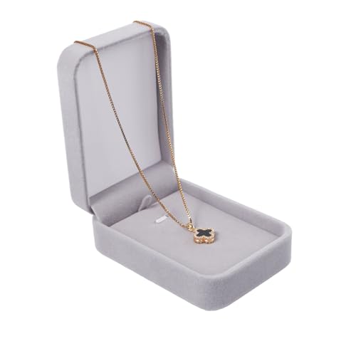 Bliceon Samt-Schmuck-Geschenkbox für Halskette, Armband, Anhänger – für Verlobung, Hochzeiten, Anträge und besondere Anlässe – schwarze Halsketten-Aufbewahrungsbox für Damen und Herren (Grau) von Bliceon