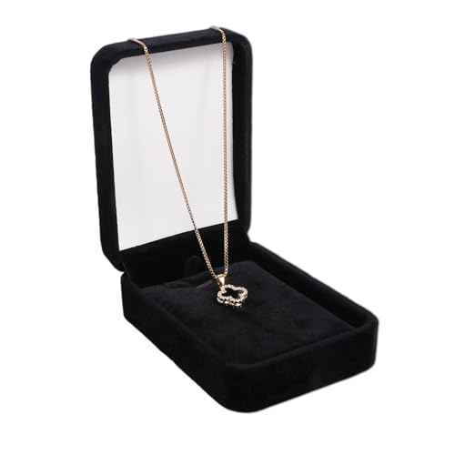 Bliceon Samt-Schmuck-Geschenkbox für Halskette, Armband, Anhänger – für Verlobung, Hochzeiten, Anträge und besondere Anlässe – schwarze Halsketten-Aufbewahrungsbox für Damen und Herren (schwarz) von Bliceon