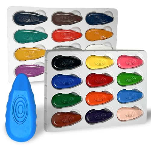 Bliceon Waschbare Wachsmalstifte für Kinder, 24 Farben, grobe Wachsmalstifte für Kinder im Alter von 2–4 Jahren, für Bastelarbeiten, Ausmalen und Partytütenfüller, sicheres und lustiges Kunstzubehör von Bliceon