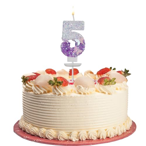 Geburtstagskerzen Zahlen 5, Lila 3D Schmetterling Kerze, Lila Geburtstage Kerze 5, Geburtstage Kuchen Topper Dekoration, Geburtstagskerzen Dekoration von Bliceon