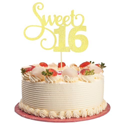Tortenaufsatz zum 16. Geburtstag, personalisierbar, für süße Geburtstage, Feiern, Partydekorationen, geeignet für Mädchengeburtstagsthema, Gold Tortenaufsatz zum 16. Geburtstag, personalisierbar, für süße Geburtstage, Feiern, Partydekorationen, geeignet für Mädchengeburtstagsthema, Gold von Bliceon