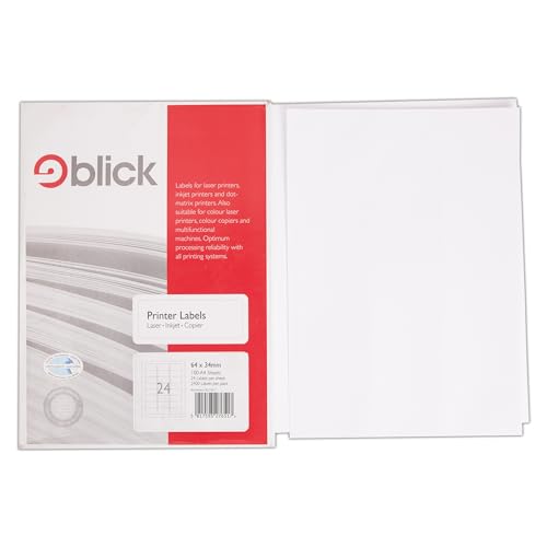 Blick Drucker-Etiketten, A4, 100 Blatt à 24 Etiketten von Blick