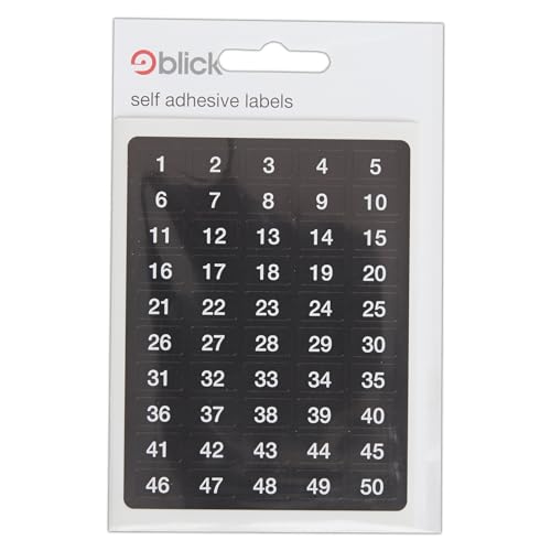 Blick Etiketten, Schwarz & Weiß, selbstklebende Aufkleber, 1 bis 20 Zahlen, 7 mm x 12 mm, 500 Etiketten, für Zuhause, Büro, Familie, Schule, Urlaubskalender, Organisation, Planer, Belohnungstabelle, Blick Etiketten, Schwarz & Weiß, selbstklebende Aufkleber, 1 bis 20 Zahlen, 7 mm x 12 mm, 500 Etiketten, für Zuhause, Büro, Familie, Schule, Urlaubskalender, Organisation, Planer, Belohnungstabelle, von Blick