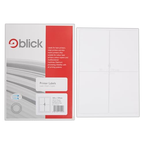 West Design Blick PC-Etiketten, DIN A4, 100 Blatt, 2 Etiketten pro Blatt Hochwertige Marke, weiß von Blick