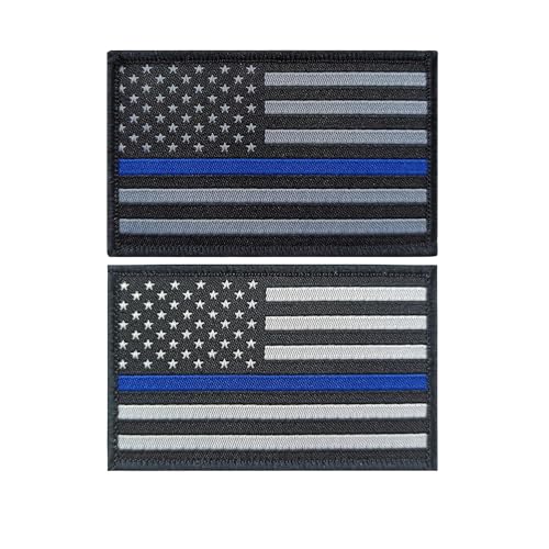 2 Pack American Thin Blue Line Flag Patch, USA Police Flags Patch, Pride Flag Patch, Funny Meme Moral Patch, Hook and Loop, Embroidered Patch for Tactical Backpacks Clothing Jeans Hats von Blimark