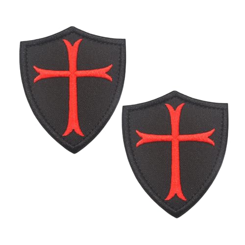 2 Stück Tempelritter Kreuz Patches, Knight Team Patches, The Crusaders Patches, Christian Patches, Funny Meme Moral Patch, Hook and Loop, Military Patch für taktische Rucksäcke, Kleidung, Jeans, Hüte von Blimark