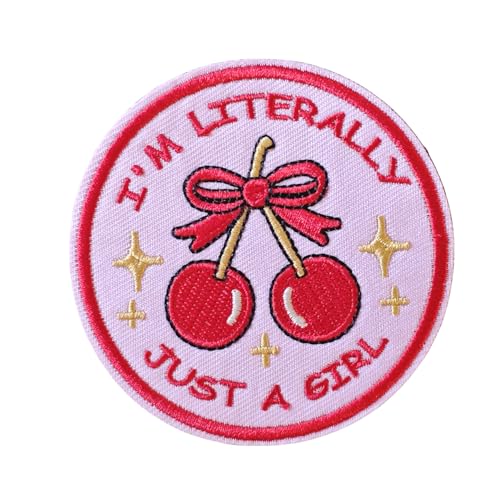 Aufnäher mit Aufschrift "I'm Literally Just A Girl", rosa Kirschschleife, bestickt, 7,6 cm, Klettverschluss, lustig, für Helme, Turnbeutel, Jeans, Rucksäcke, Kleidung, Jacken, Militär, Meme Aufnäher mit Aufschrift "I'm Literally Just A Girl", rosa Kirschschleife, bestickt, 7,6 cm, Klettverschluss, lustig, für Helme, Turnbeutel, Jeans, Rucksäcke, Kleidung, Jacken, Militär, Meme von Blimark