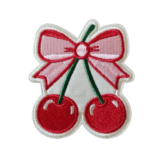 Aufnäher mit roter Kirschschleife, bestickt, 7,1 x 6,6 cm, mit Klettverschluss, für Helme, Turnbeutel, Jeans, Rucksäcke, Hüte, Kleidung, Meme, DIY-Geschenke für Mädchen, Mutter, Kollegen Aufnäher mit roter Kirschschleife, bestickt, 7,1 x 6,6 cm, mit Klettverschluss, für Helme, Turnbeutel, Jeans, Rucksäcke, Hüte, Kleidung, Meme, DIY-Geschenke für Mädchen, Mutter, Kollegen von Blimark