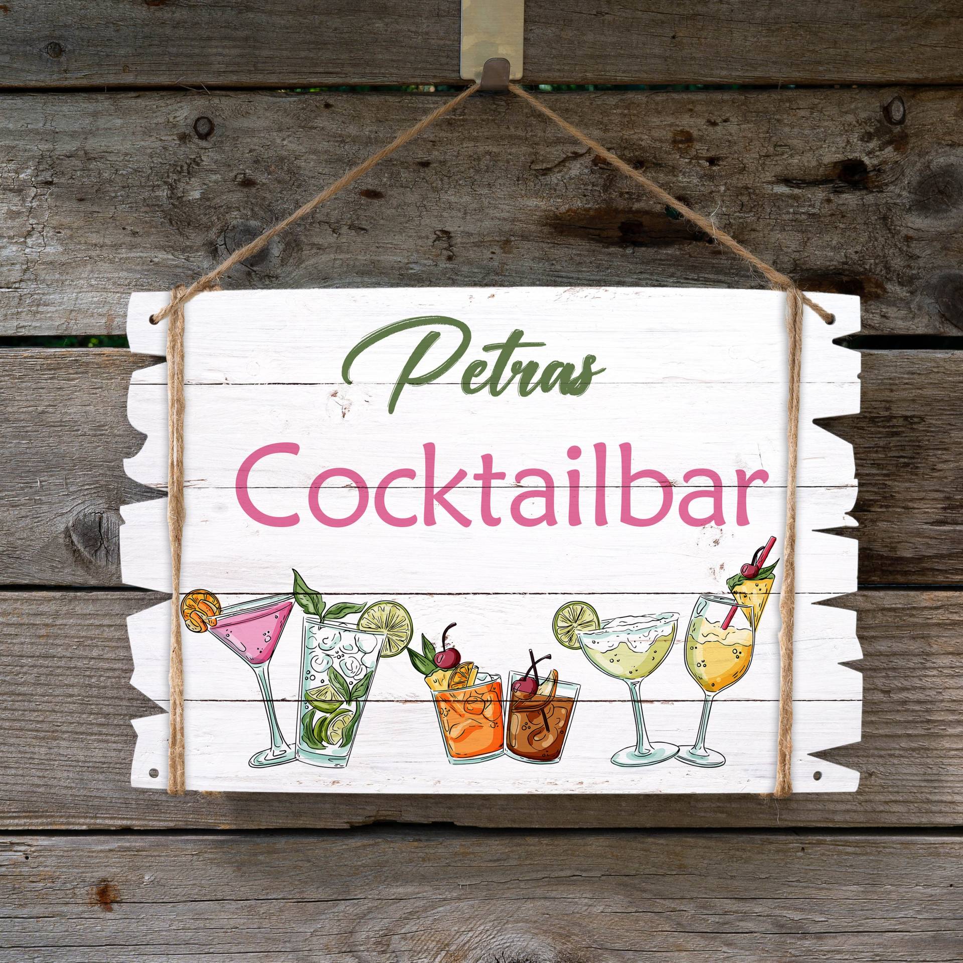 Holzschild Cocktailbar - Mit Deinem Wunschnamen Personalisierbar Holzschild Cocktailbar - Mit Deinem Wunschnamen Personalisierbar von BlimmelBlammel