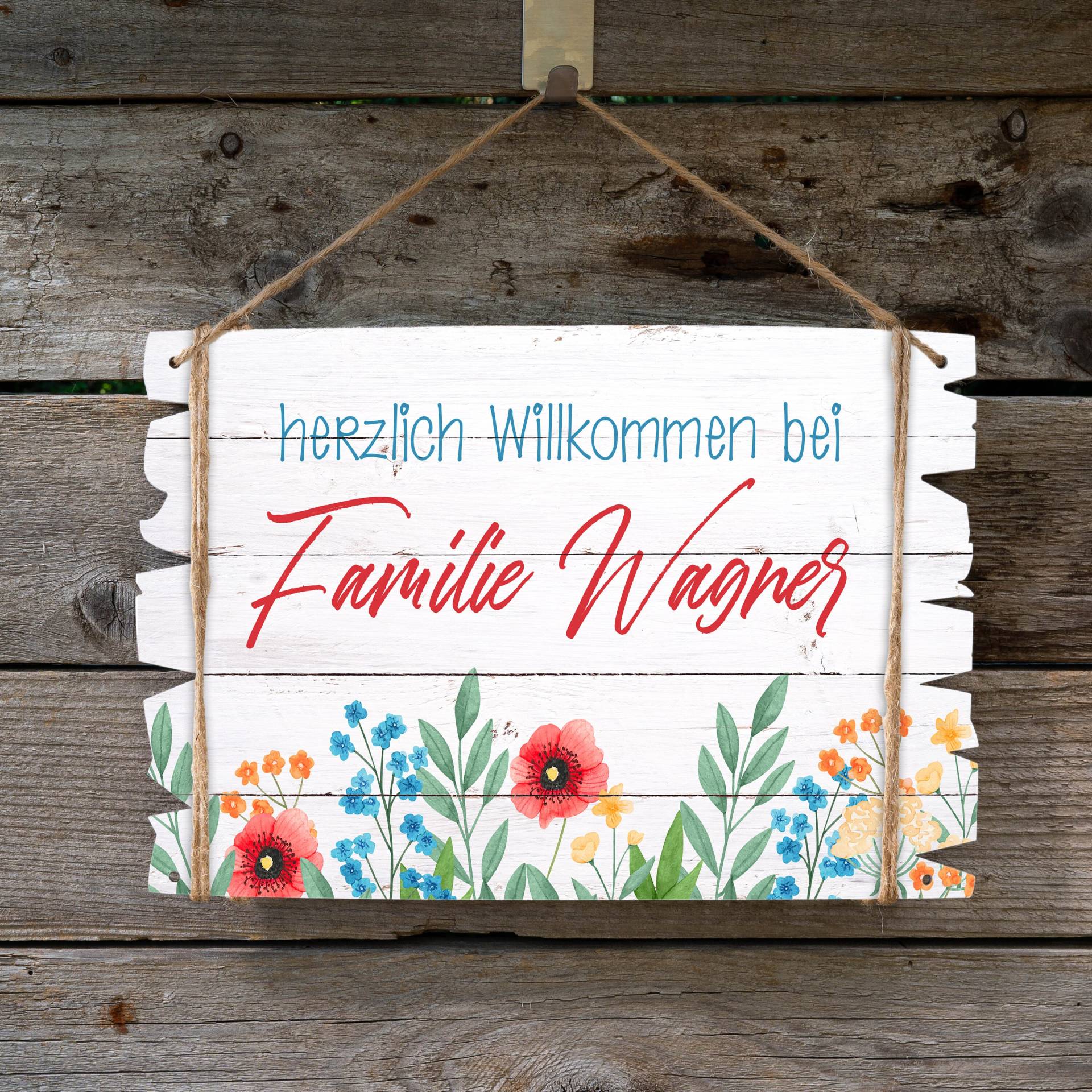 Holzschild "Herzlich Willkommen" - Wildblumen 02 Mit Deinem Wunschnamen Personalisierbar Holzschild "Herzlich Willkommen" - Wildblumen 02 Mit Deinem Wunschnamen Personalisierbar von BlimmelBlammel