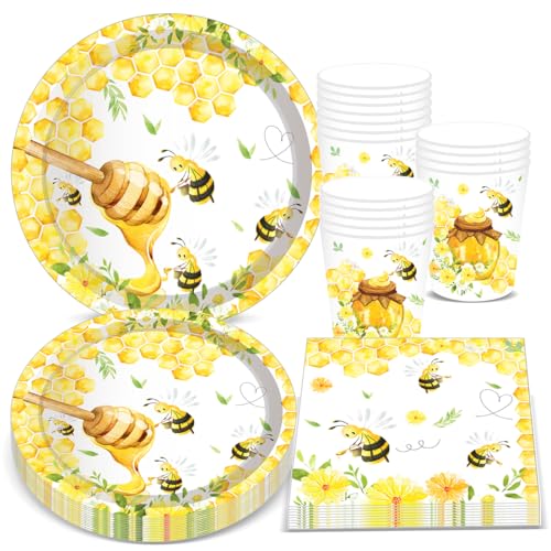 BlinBlin Bienen-Geschirr-Set, Bienen-Party-Geschirr-Set für Kinder, Bienen-Geburtstagsbesteck für die Babyparty, Teller, Tassen, Servietten, für 20 Gäste BlinBlin Bienen-Geschirr-Set, Bienen-Party-Geschirr-Set für Kinder, Bienen-Geburtstagsbesteck für die Babyparty, Teller, Tassen, Servietten, für 20 Gäste von BlinBlin