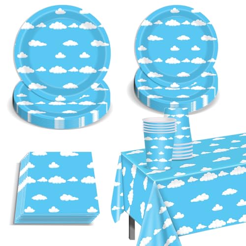 BlinBlin Blauer Himmel und Weiße Wolken Partygeschirr, Story-Geschirr Blauem Himmel, Einschließlich Teller, Tassen, Servietten, Tischdecke, Cartoon Geschichte Geburtstagsfeier Dekorationen für Kinder BlinBlin Blauer Himmel und Weiße Wolken Partygeschirr, Story-Geschirr Blauem Himmel, Einschließlich Teller, Tassen, Servietten, Tischdecke, Cartoon Geschichte Geburtstagsfeier Dekorationen für Kinder von BlinBlin