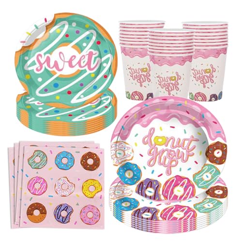 BlinBlin Donuts Partygeschirr Geeignet, Rosa Dessert Themenparty Geschirr Teller, Geburtstag Party Dekoration,Teller Tassen Servietten, 16 Gäste BlinBlin Donuts Partygeschirr Geeignet, Rosa Dessert Themenparty Geschirr Teller, Geburtstag Party Dekoration,Teller Tassen Servietten, 16 Gäste von BlinBlin