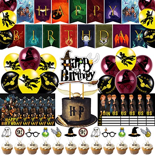 BlinBlin Geburtstagsdeko für Hary Pot, Magische Geburtstagsdeko, 9¾ HP Magische Mottoparty Deko, Geburtstagsparty Luftballons Deko von BlinBlin