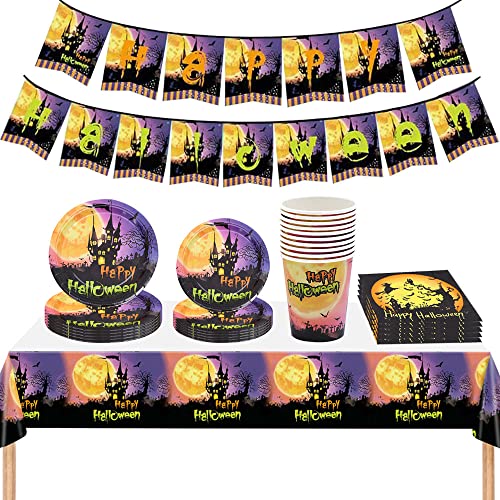 BlinBlin Halloween Geschirr Set Halloween-Party-Dekorationen Halloween Partygeschirr Set Enthalten Halloween-Pappteller, Tasse, Servietten, Banner, Tischdecke für 20 Gast BlinBlin Halloween Geschirr Set Halloween-Party-Dekorationen Halloween Partygeschirr Set Enthalten Halloween-Pappteller, Tasse, Servietten, Banner, Tischdecke für 20 Gast von BlinBlin