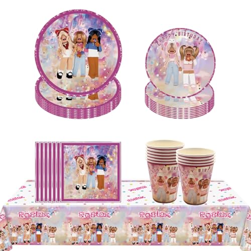 BlinBlin PinkTableware Partyzubehör für Mädchen Geburtstagsdekorationen, Videospiel-Themenparty-Geschirr, 20 Gäste Partyzubehör BlinBlin PinkTableware Partyzubehör für Mädchen Geburtstagsdekorationen, Videospiel-Themenparty-Geschirr, 20 Gäste Partyzubehör von BlinBlin